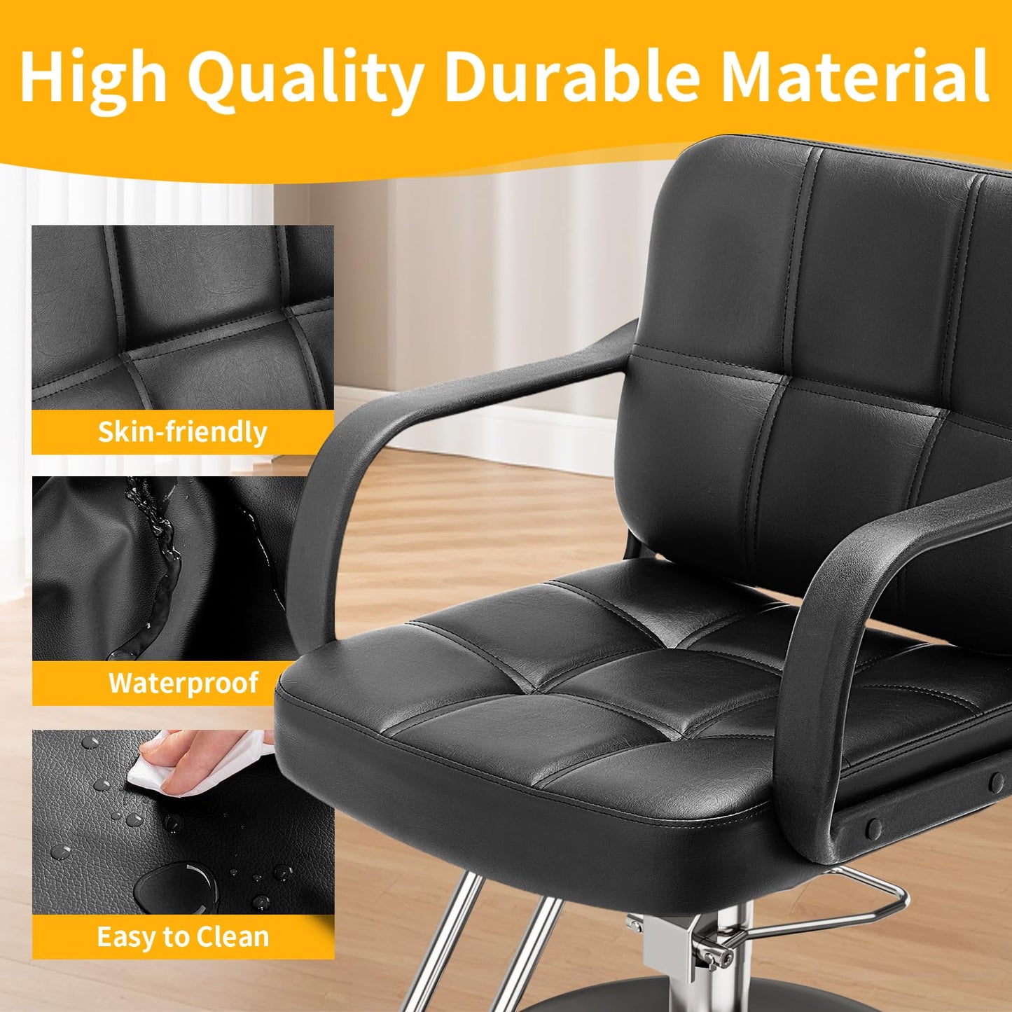 Barber Chair for Hair Stylist- Comfortable Cushion，360° Swivel，Adjustable Height，Capacity 350 LBS with Heavy Duty Hydraulic Pump，Hairdresser Salon Chair for for Hair Stylists，Home，Barbershop