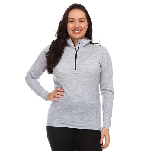 Minus33 Merino Wool Womens Woolverino Micro 1/4 Zip Ash Gray X-Large