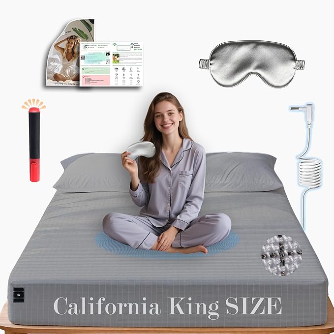 Ali King Grounding Sheets - California King Size, Soft Cotton with Silver Fiber, 15'' Deep Pocket Earth Grounding Fitted Bed Sheets for Improved Sleep (Light Gray, California King 72''*84''*15'')