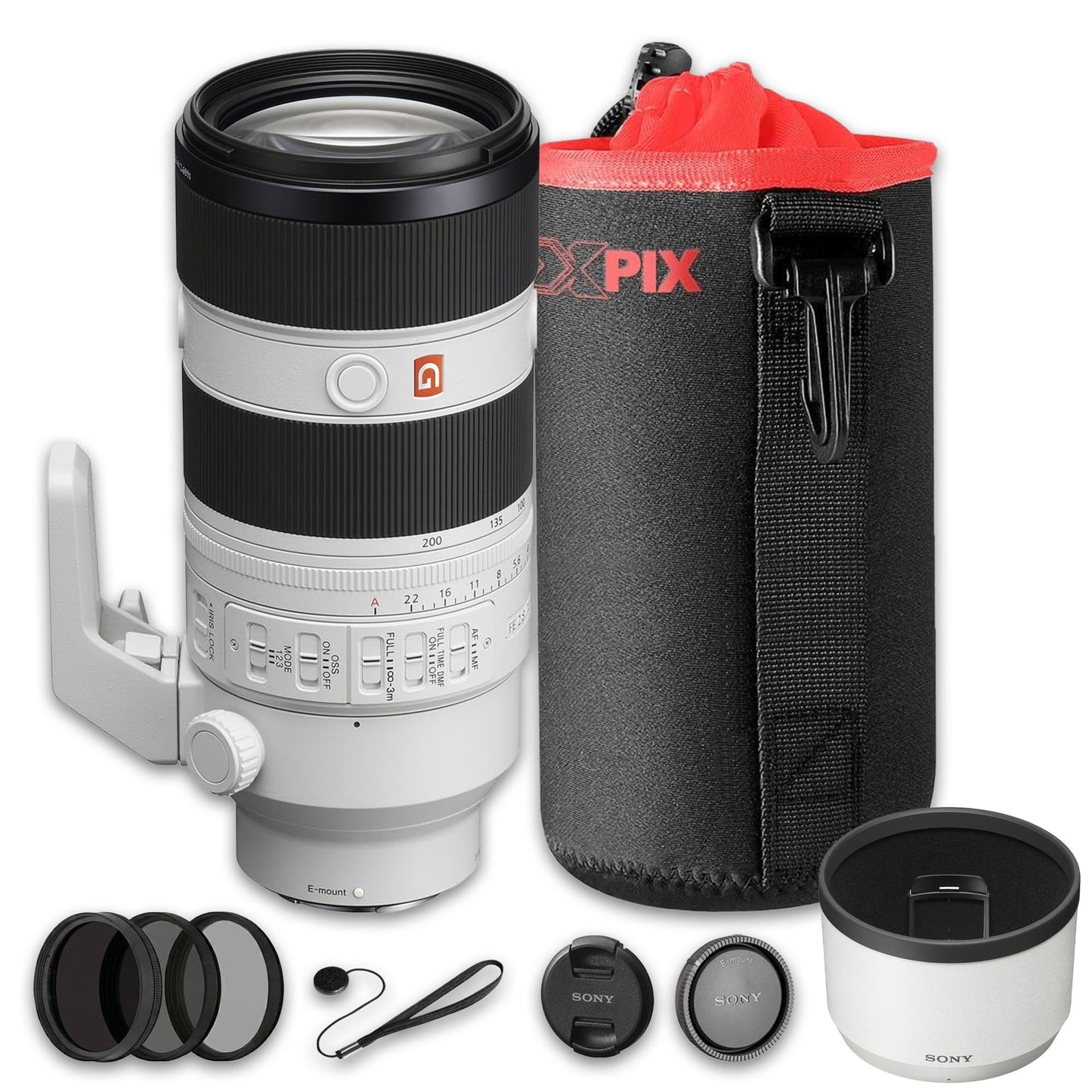 Sony FE 70-200mm f/2.8 GM OSS II Lens Bundle | G Master Telephoto Zoom with Constant f/2.8 Aperture, Optical SteadyShot & Fast AF | for Sports & Events (SEL70200GM2) + Filter Kit + Case + Cap Keeper