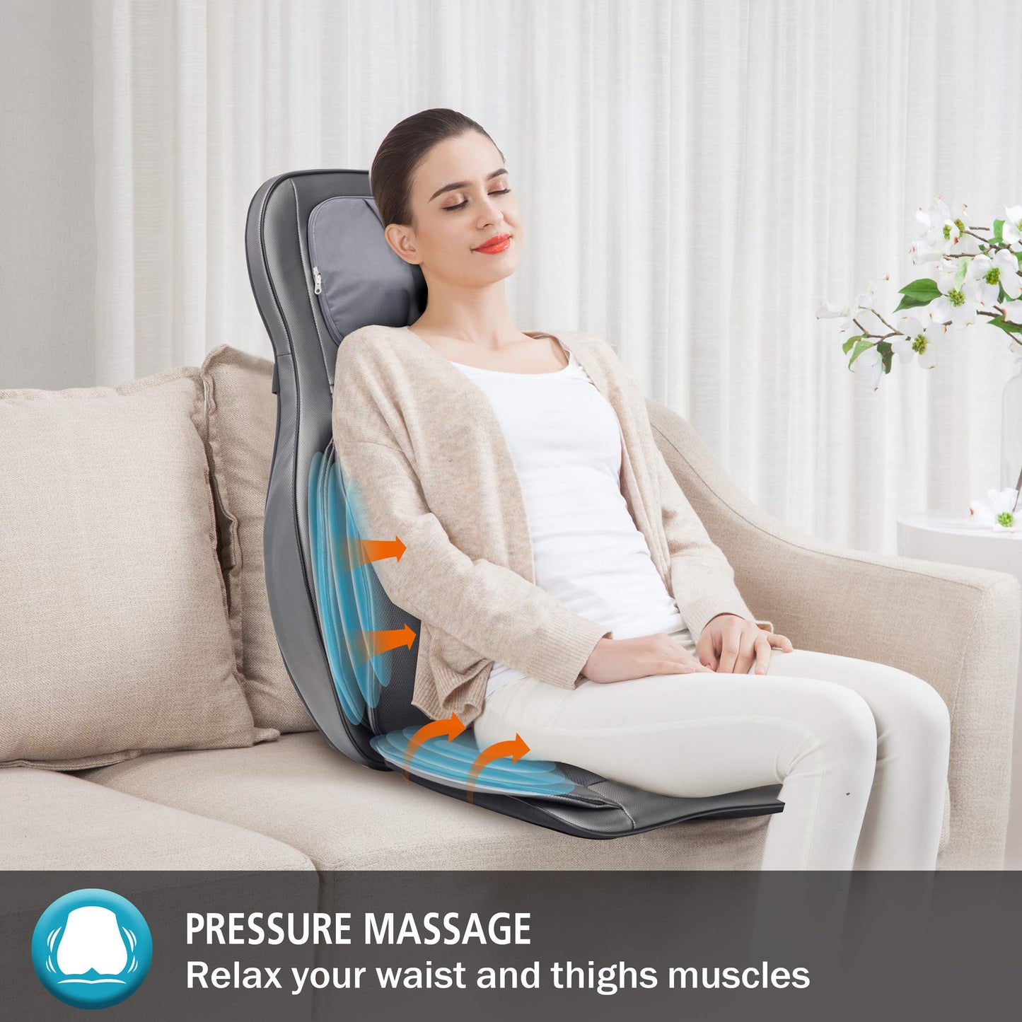 COMFIER Massager Chair with Heat, Shiatsu Neck Back Massager Portable with Compression & Rolling,Massage Chair Pad for Neck & Back for Muscle Tension Relief, Father Day Gift