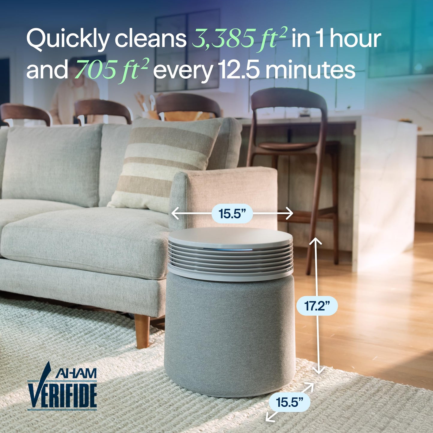 BLUEAIR Blue Signature Air Purifier for Large Rooms up to 3,385 Sq Ft, HEPASilent Filtration for Smoke, Dust, Pet Dander & Allergens, Smart WiFi Air Cleaner with Auto Mode, Quiet Air Purifier for Home