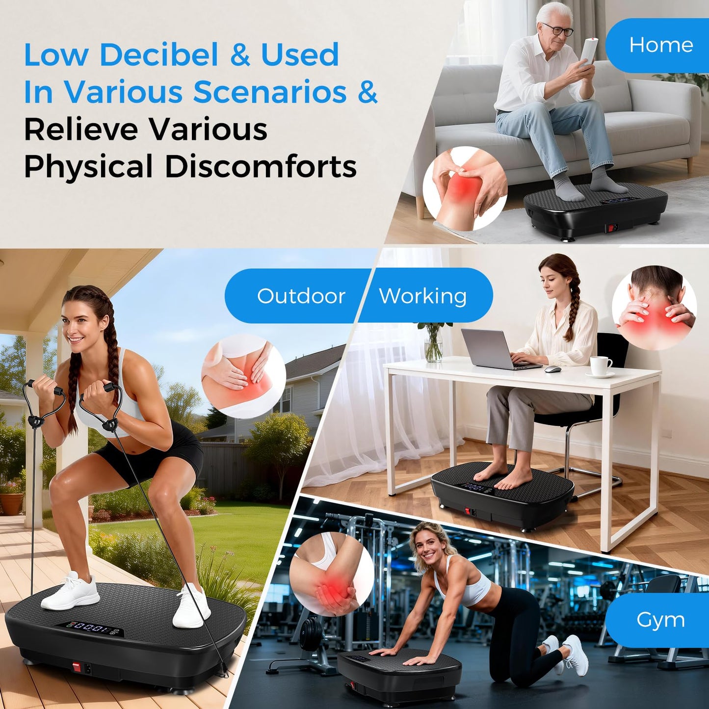 Vibration Plate Exercise Machine Whole Body Vibration Platform for Lymphatic Drainage Weight Loss, 120 Level Home Gym Fitness Equipment Workout Machine with LED Screen Remote Control Resistance
