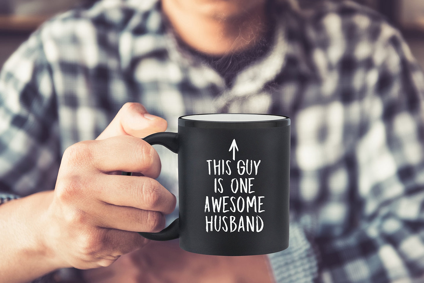 One Awesome Husband Funny Coffee Mug - Anniversary & Valentine's Gifts for Men, Him - Best Husband Gifts from Wife, Wifey, Her - Unique Birthday Present Idea - Fun & Cool Novelty Cup (Matte Black)