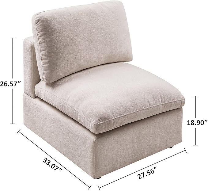 VANOMi Modern Upholstered Middle Module for Modular Sectional,Sectional Sofa Couch Accent Armless Chair, Chenille
