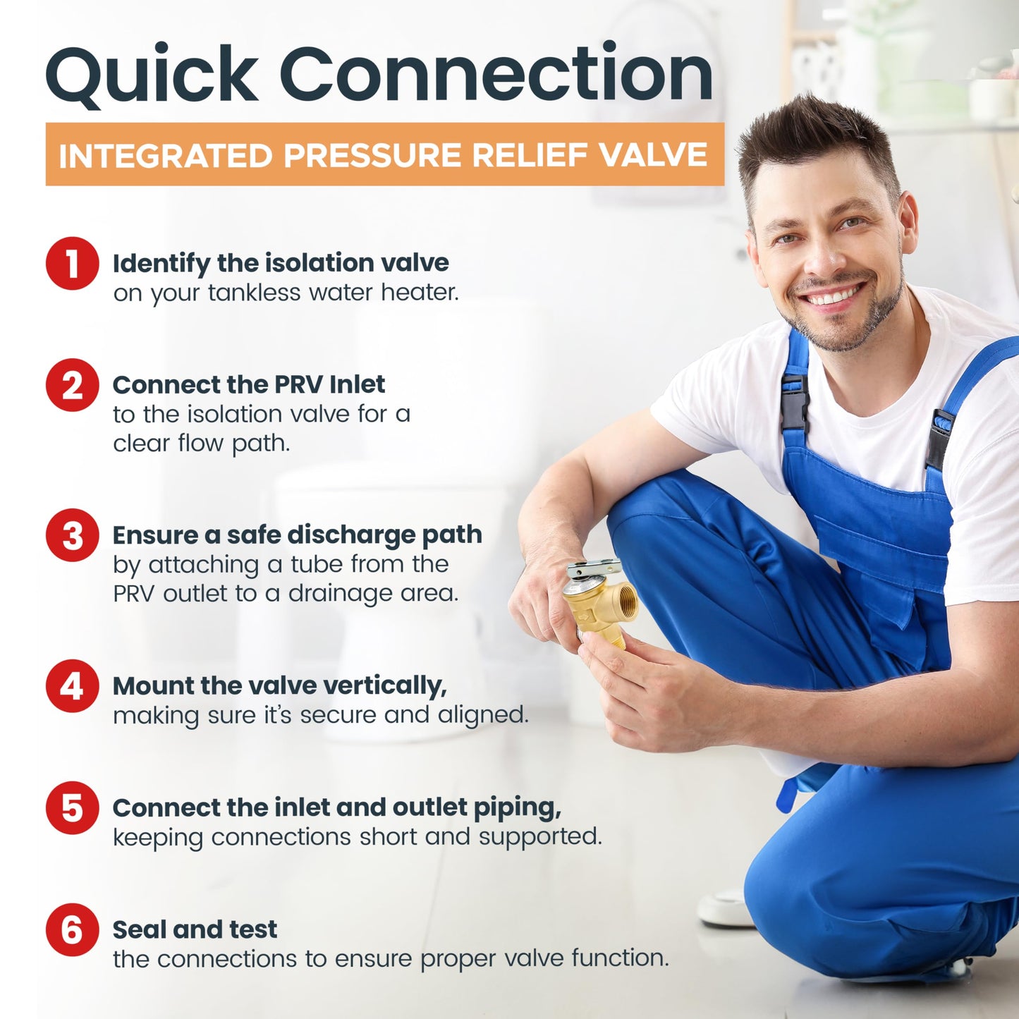 CMI Inc - 3/4 Inch IPS Female Threaded Complete Tankless Water Heater Valve Kit with Pressure Relief Valve Water and Gas Connectors - Compatible with Most Tankless Water Heater Brands