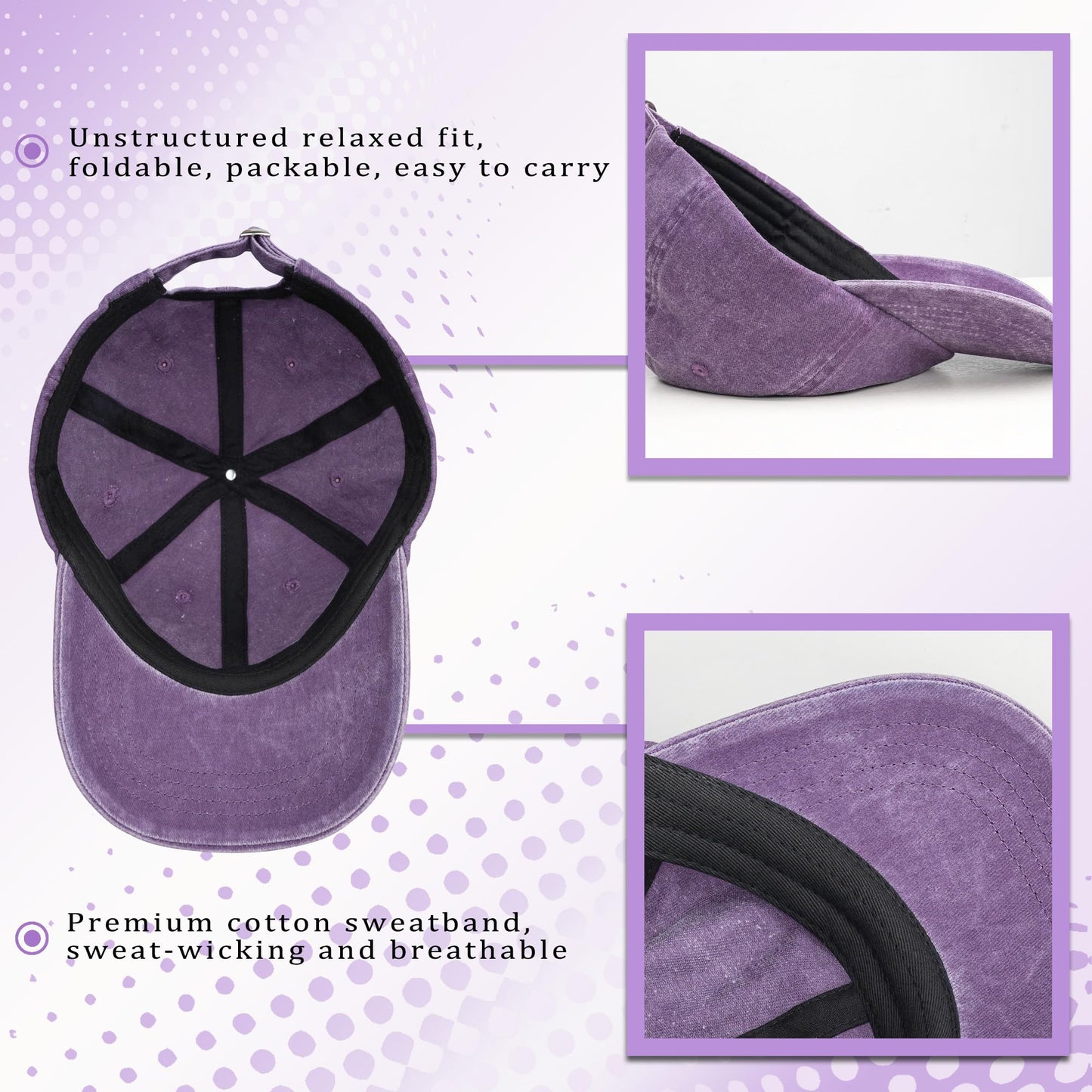 50th Birthday Gifts for Her Him Vintage 1975 Embroidered Black Baseball Cap Women Men Purple
