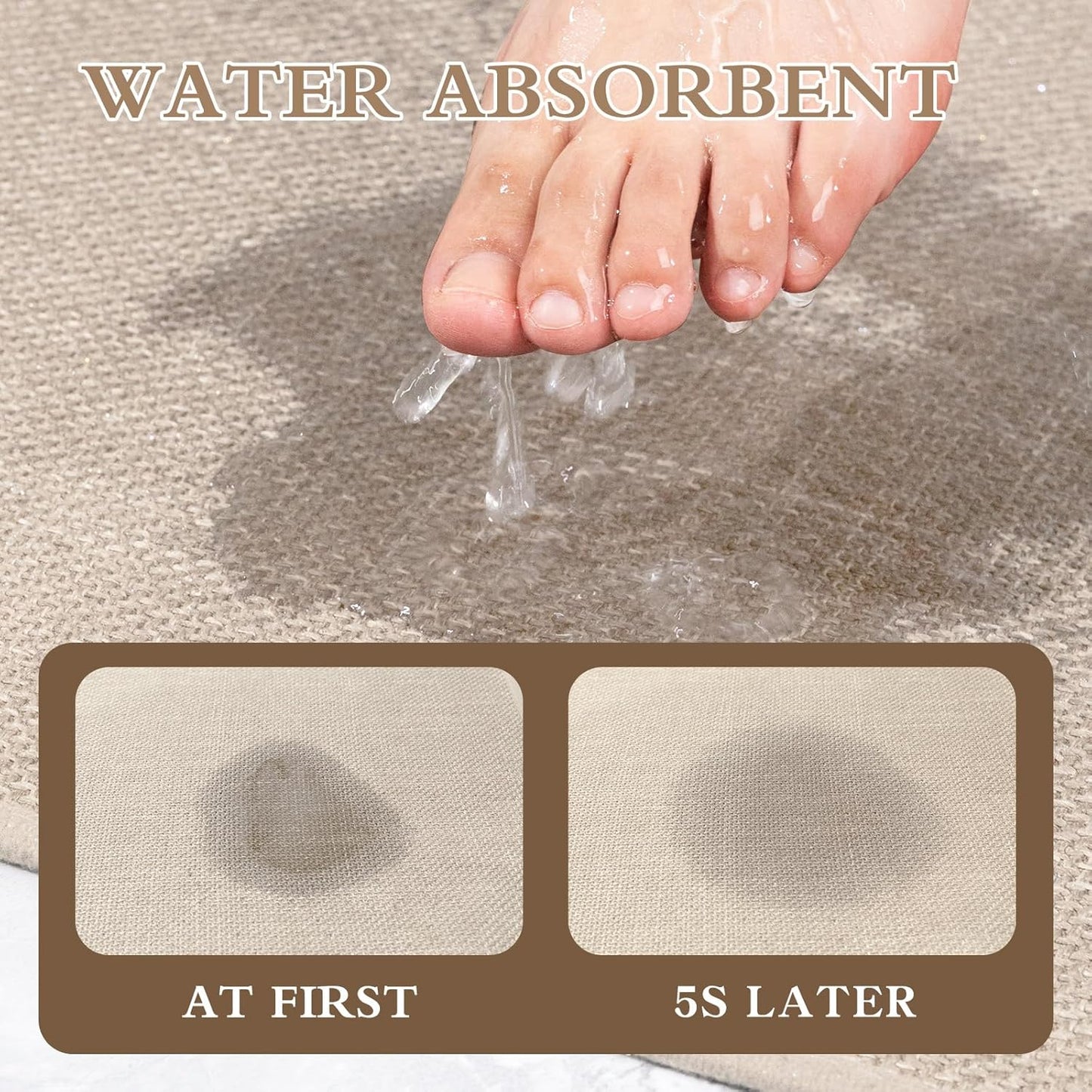chakme Bathroom Rugs Mat U-Shaped 24x17, Ultra ThinNon Slip Bath Mat Small Quick Dry Absorbent Bath Matfor Bathroom Floor, (Light Beige, U-24"x17")