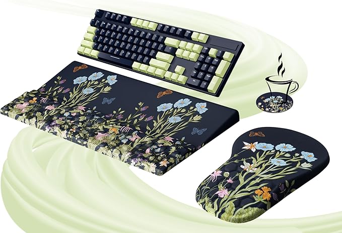 Ospelelf Ergonomic Mouse Pad and Keyboard Stand Wrist Rest Set, Memory Foam Comfort, Pain Relief for Typing, Office Desk A...