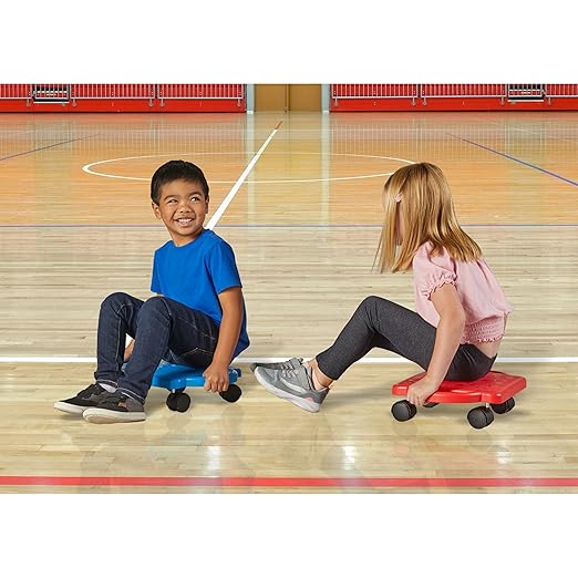 hand2mind Blue Indoor Scooter Board with Handles, Sit Down Floor Scooter, Gym Activities for Kids, Indoor Recess Games, Sport Scooters, Physical Education Equipment, Gross Motor Toys
