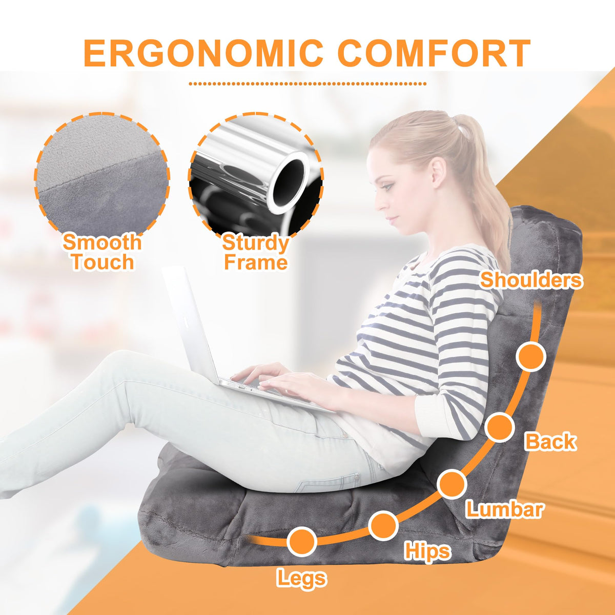 SUPER DEAL 14-Position Folding Floor Chair Gaming Sofa Cushioned Padded Reclining Bed Lounge Couch Seating for Comfy Reading, Reading, Gaming, Relaxing, Watching TV