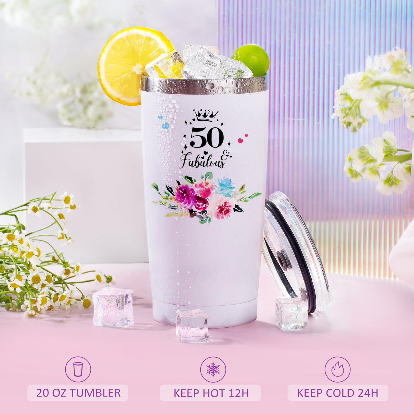 ShinnyWis 50th Birthday Gifts for Women,Happy 50th Birthday Gifts for Her Friends Mom Wife Sister Coworker,Tumblers Gifts Set for 50 Year Old Women,Funny 50 Birthday Gifts Ideas