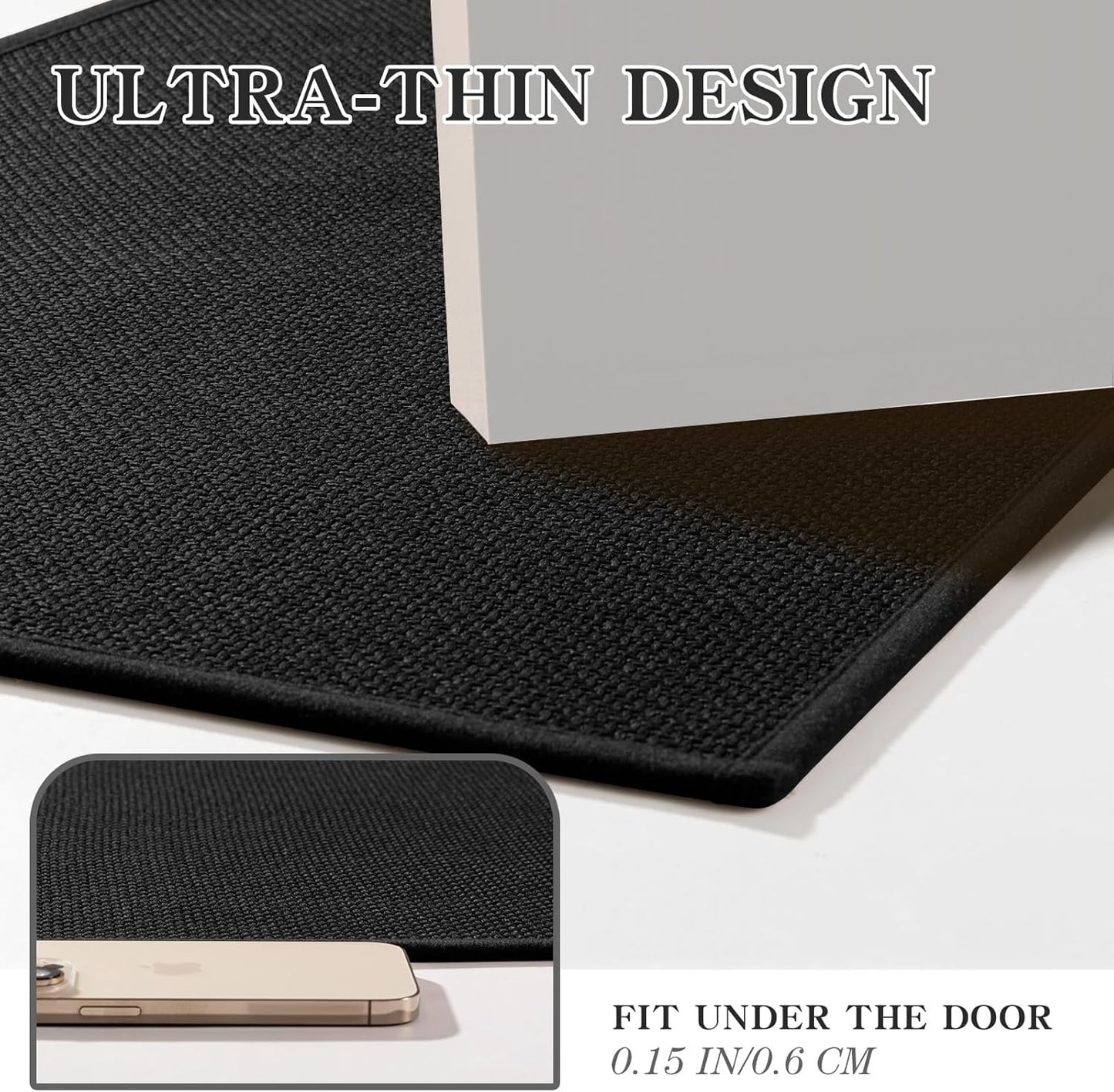 chakme Bathroom Rugs Mat U-Shaped 24x17, Ultra ThinNon Slip Bath Mat Small Quick Dry Absorbent Bath Matfor Bathroom Floor, (Black, U-24"x17")