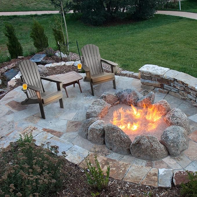 FUNBERRY Folding Adirondack Chair Set of 6, All Weather HDPE Fire Pit Chairs with Cup Holder for Outdoor