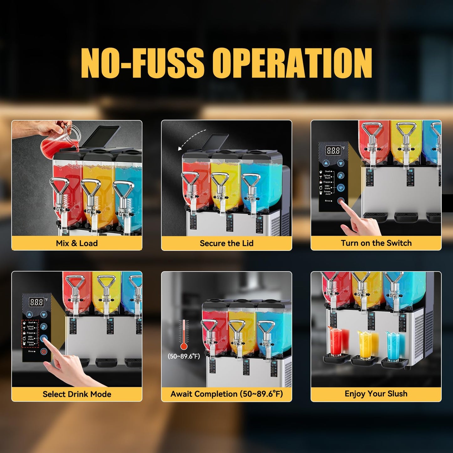 Commercial Slushie Machine, 8Lx3 Triple Tank Margarita Machine for Commercial & Home Use, 700W Countertop Slushy Machine with Auto Clean, 100 Cups Frozen Drink Maker for Restaurants/Bars/Party