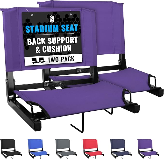 Sports Unlimited - Bleacher Chairs with Back and Cushion - Stadium Seats with Back Support Wide and Regular, Stadium Chair