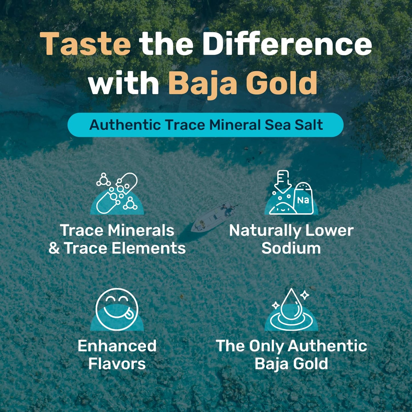Baja Gold Mineral Sea Salt - Pure & Organic Real Salt for Cooking & Baking | Fine Grind Sea Salt - Low Sodium | Natural Baja Salt - Ideal for All Culinary Uses | 1 lb. Resealable Bag, 300+ Servings