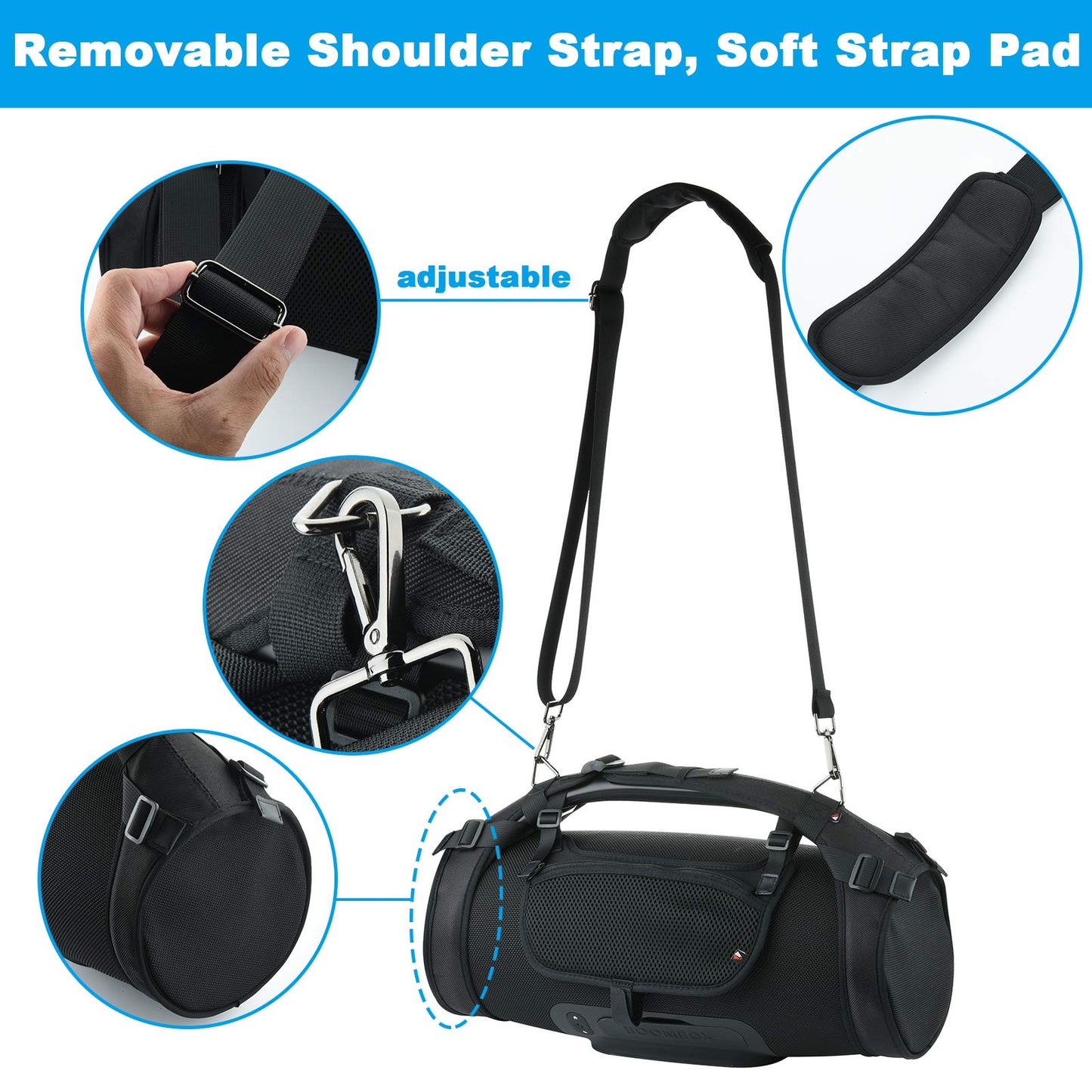 Txesign Travel Carrying Strap For Jbl Boombox/Boombox 2 Waterproof Portable Speaker, Shoulder Strap With Two Side Covers Travel