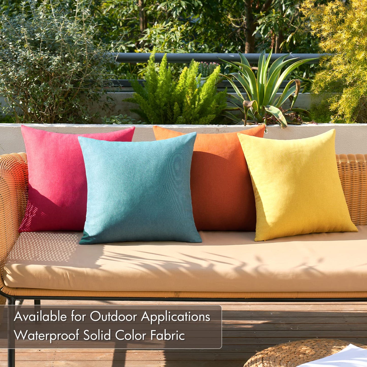 MIULEE Pack of 4 Decorative Outdoor Throw Pillow Covers Linen Waterproof Pillow Covers Farmhouse Cushion Cases for Fall Patio Garden Tent Balcony Couch Sofa18x18 inch Red/Turquoise