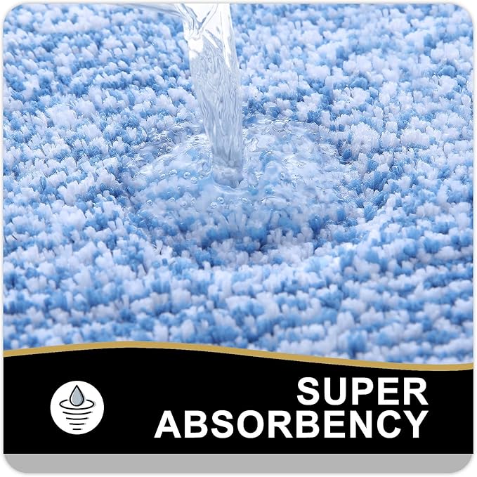 OLANLY Bathroom Rugs 30x20, Extra Soft and Absorbent Microfiber Bath Mat, Non-Slip, Machine Washable, Quick Dry Shaggy Bath Carpet, Suitable for Bathroom Floor, Tub, Shower (Medium, Blue)