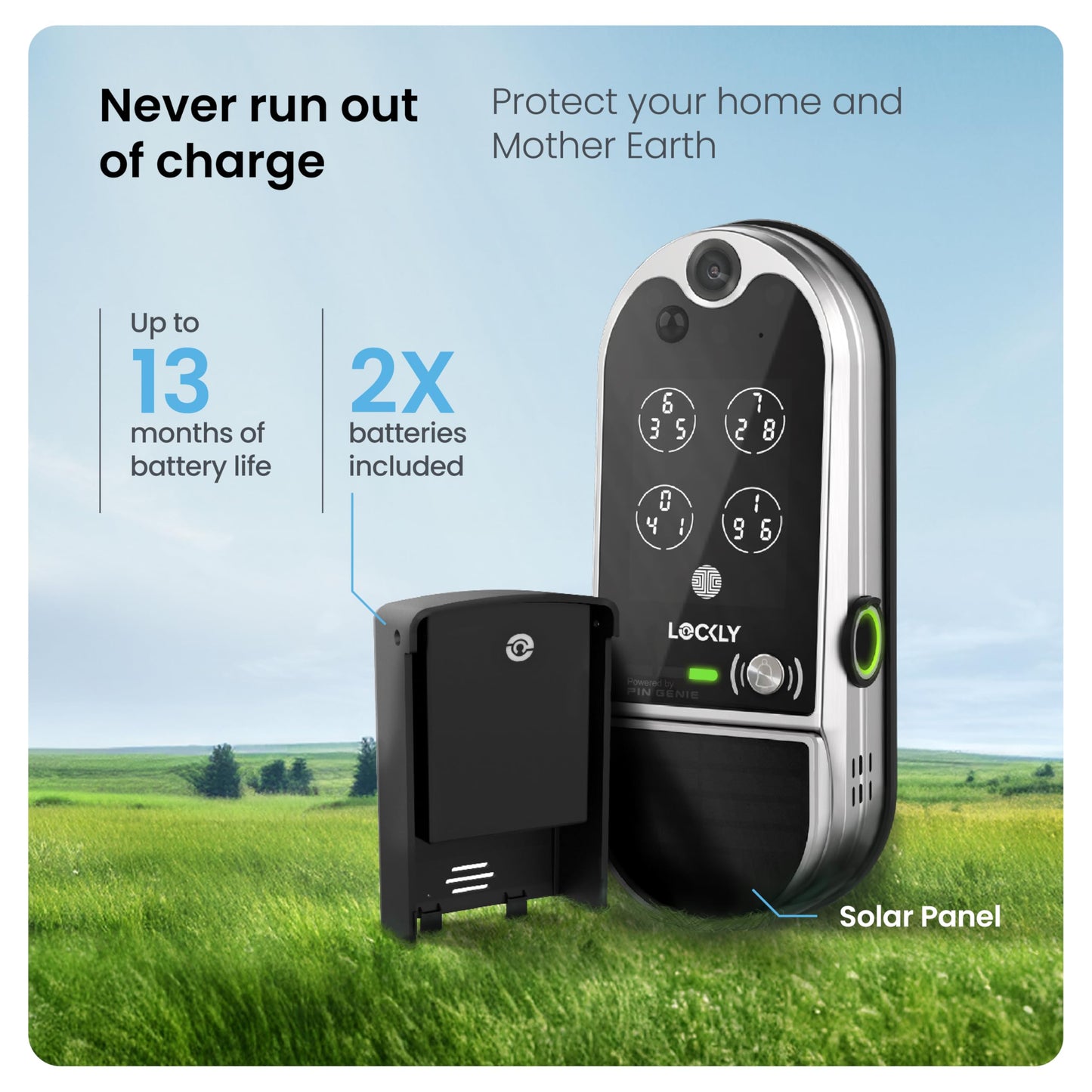 Lockly Vision Elite Video Smart Lock with Camera, Smart Wi-Fi Deadbolt for Front Door, PIN Genie® Keypad, Fingerprint Door Lock, Motion Sensor, App Remote Control, 2 Way Audio Doorbell, No Monthly Fee