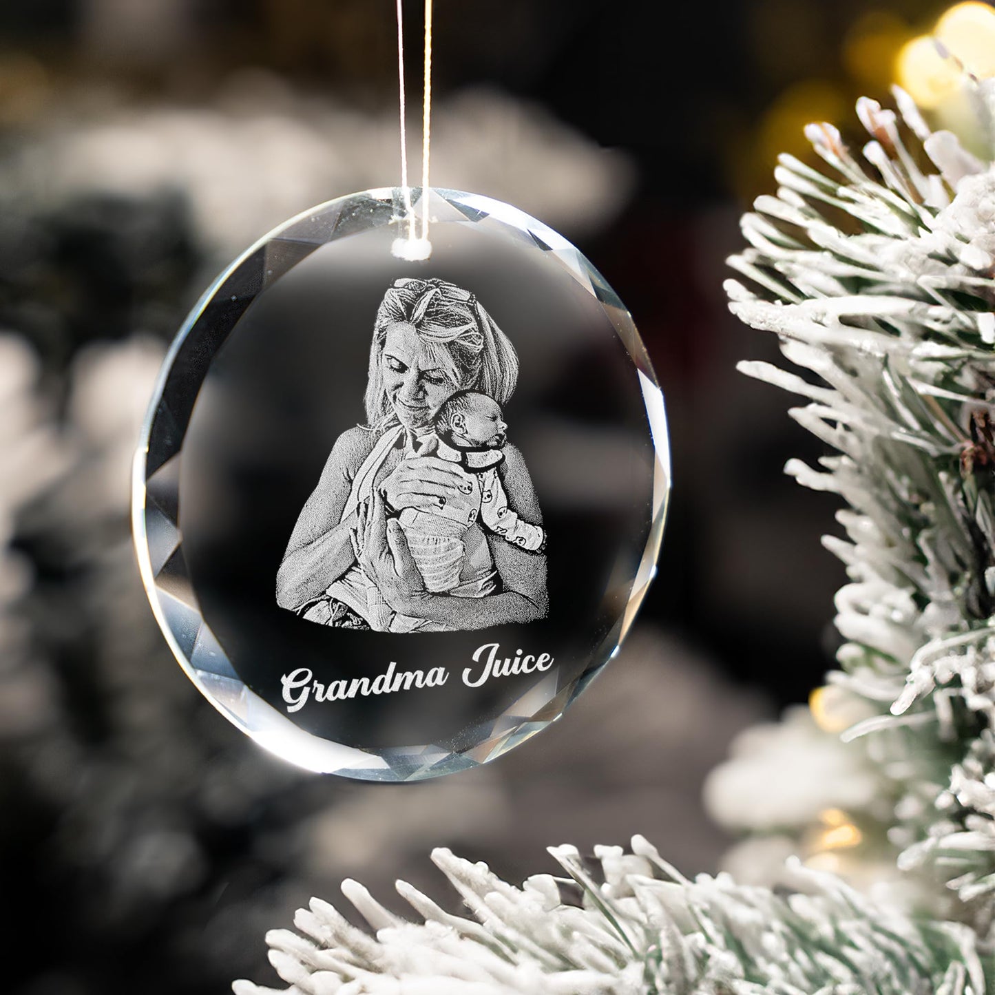 Lucy Engraving Custom Photo Crystal Glass Ornament - Personalized Engraved from Your Favorite Picture, 3 inches, Gift Box Included