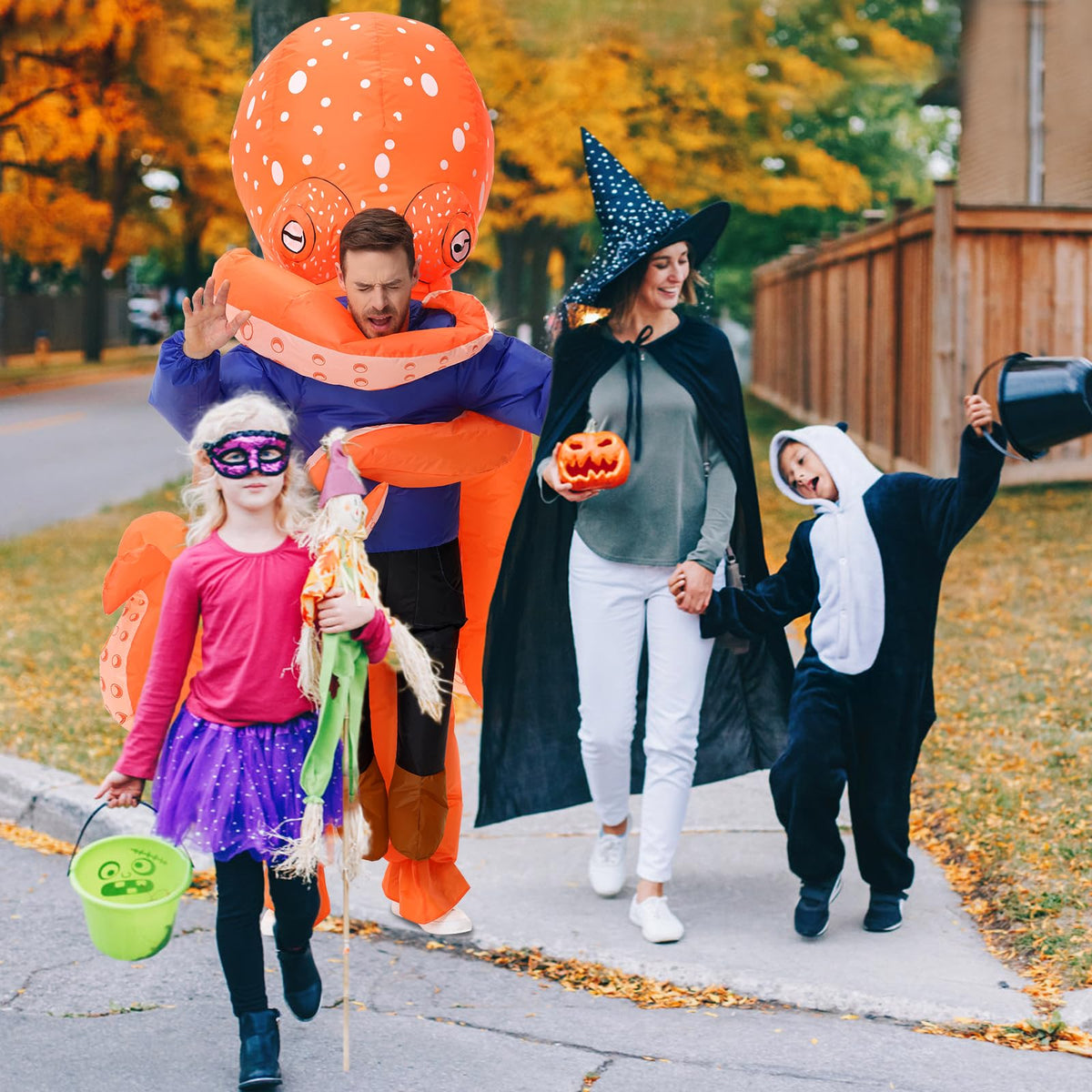 Searhmomo Inflatable Octopus Costume for Adult,Halloween Blow Up Octopus Costume,Funny Animal Inflatable Costume for Men Women Cosplay Party