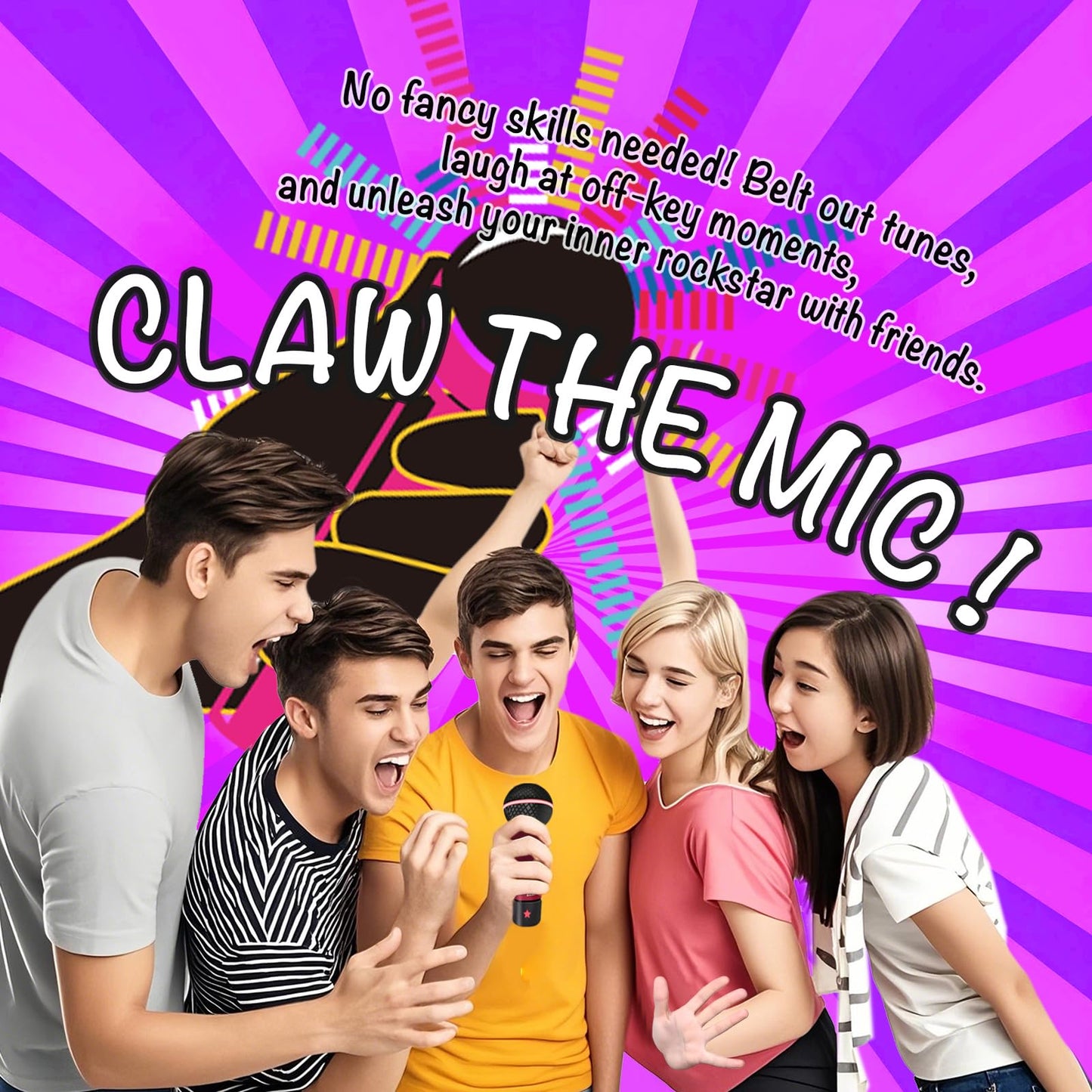 Sylphiderm Lyric Rush Music Party Game - Music Challenge Cards with Foam Mic|2-10 Players Singing Game for Adults & Teens|Family Trivia Night & Karaoke Battle