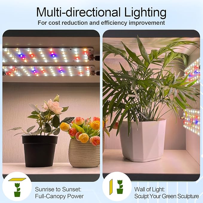DOMMIA Grow Lights, 40W Linkable Grow Lights for Indoor Plants Full Spectrum, 6/12/16h Timer, Dimmable Ultra-Thin Plant Lights for Indoor Growing, Pinkish White, 1-Set