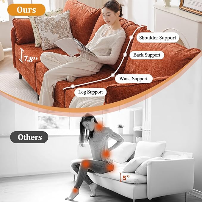 Rexulqo 135'' Modular Sectional Sofa with Storage Seat,Oversized L Shaped Couch,6 Seater Couches for Living Room,Bedroom,Velet,Orange