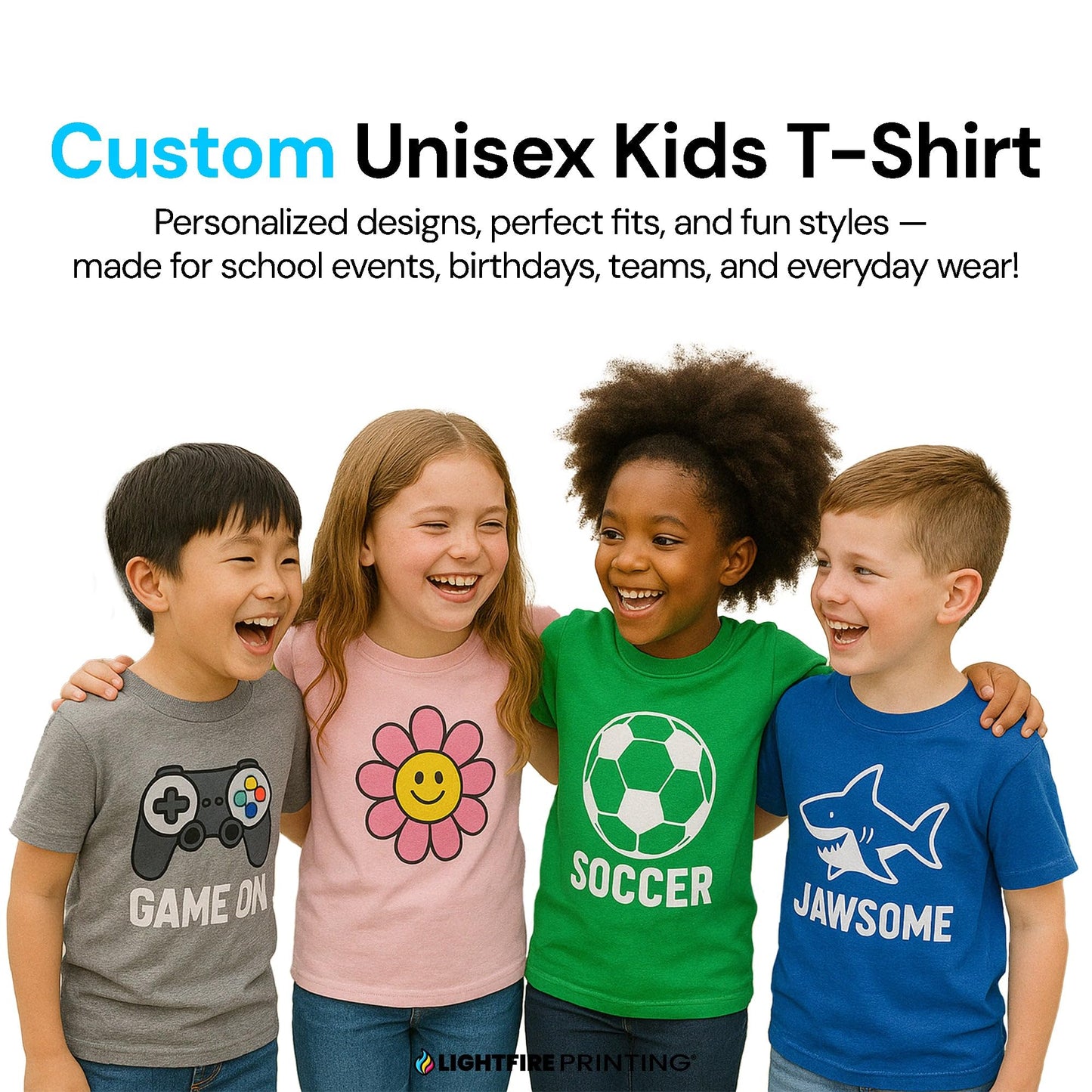 Custom Shirts for Kids Personalized Cotton T Shirts for Boys Girls Children Customized DTF Print Custom Kids Shirt Tshirt Upload Your Design X-Small Black Tshirt