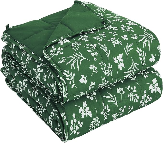 yescool Weighted Blanket for Adults (20 lbs, 48" x 72", Forest) Cooling Heavy Blanket for Sleeping Perfect for 140-160 lbs, Twin Size Breathable Blanket with Premium Glass Bead, Machine Washable