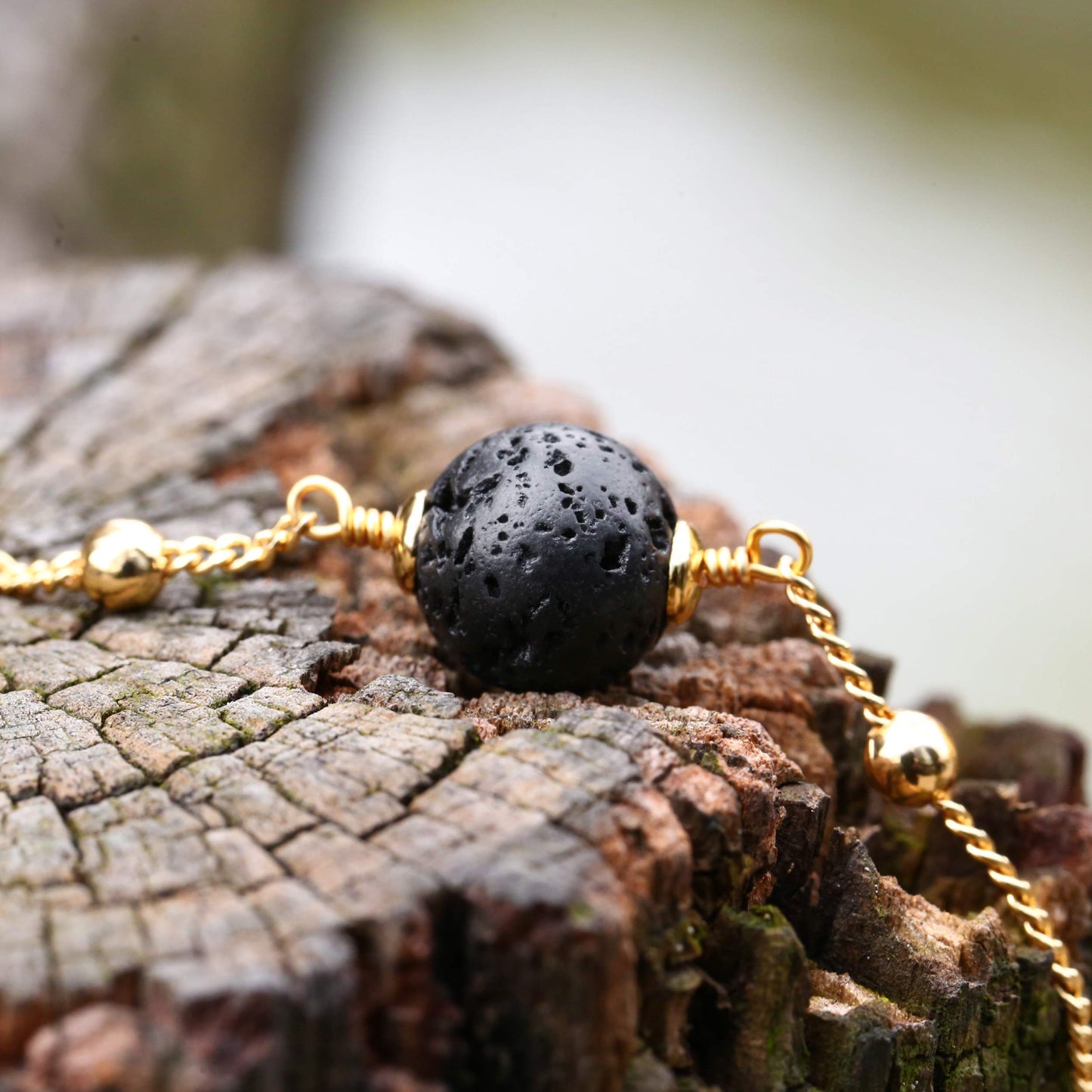 Aobei Pearl Lava Stone Pendant Necklace 18K Gold Satellite Chain Choker Essential Oil Diffuser Jewelry for Women 16''
