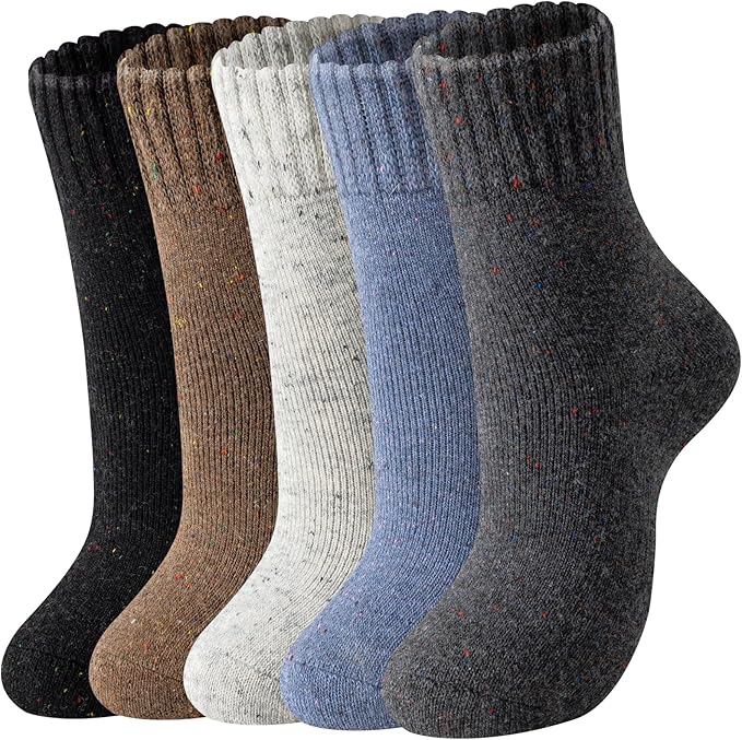 Nimalpal Wool Socks for Women - 5 Pairs Crew Warm Socks for Women Classic Women's Winter Soft Crew Sock Ladies Gifts