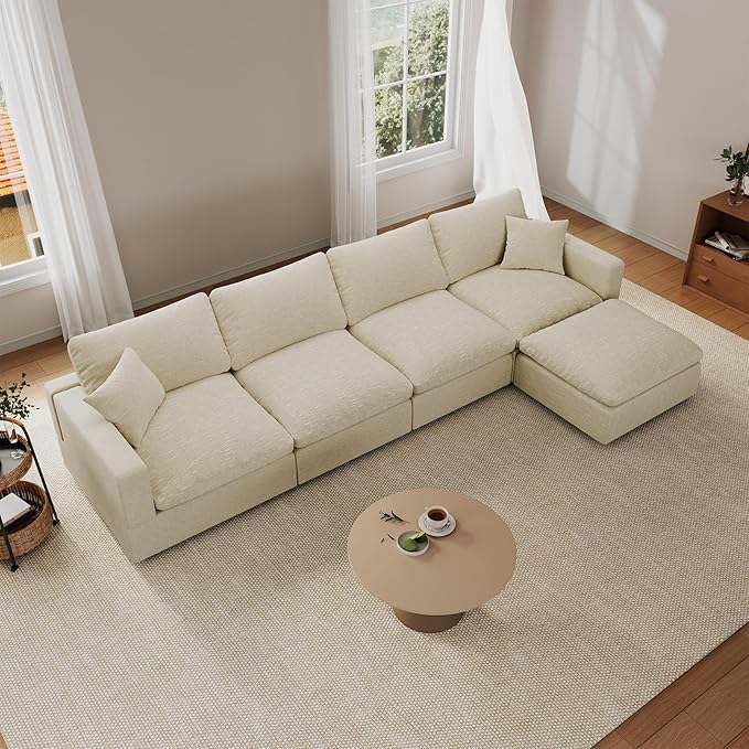 Modular Sectional Sofa Couch for Living Room, Convertible Upholstered Comfy Couches Deep Seat Sofa | Removable & Washable Cushion Covers, Filled with Down Cotton | Free Combination Sleeper Sofa Bed