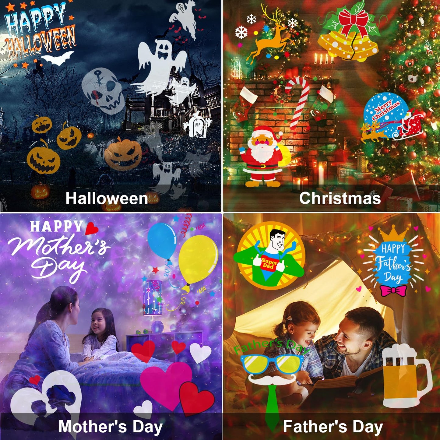 Brighter Halloween Decorations Projector Lights for Home, 2025 Upgraded Holiday Projectors with 19 HD Replaceable Slides (3D Ocean Wave & Patterns), Weather Proof Halloween Projector Light Show