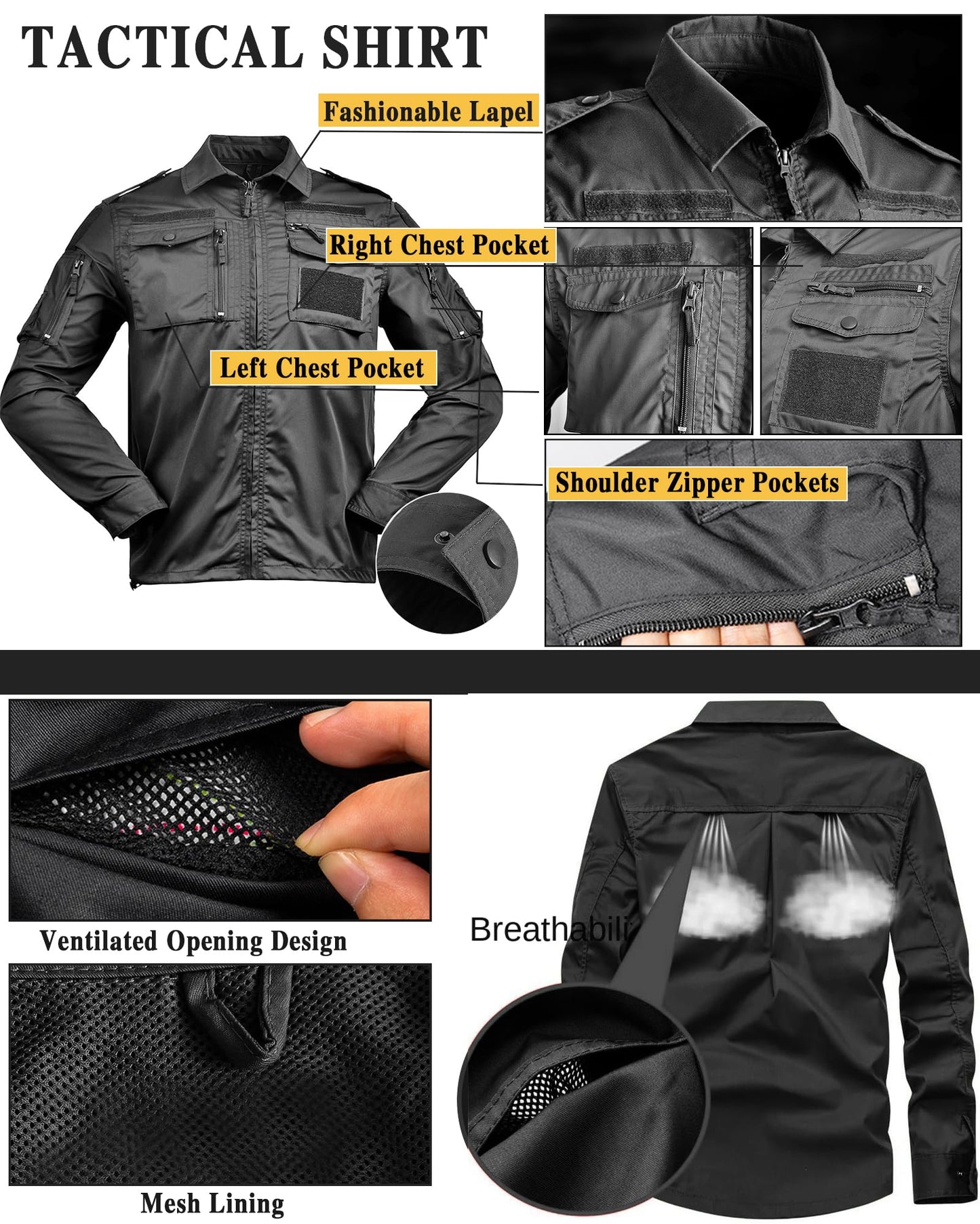 Men's Tactical Jacket and Pants Military Uniforms Suits Ripstop Army Hunting Paintball Airsoft Gear Black S