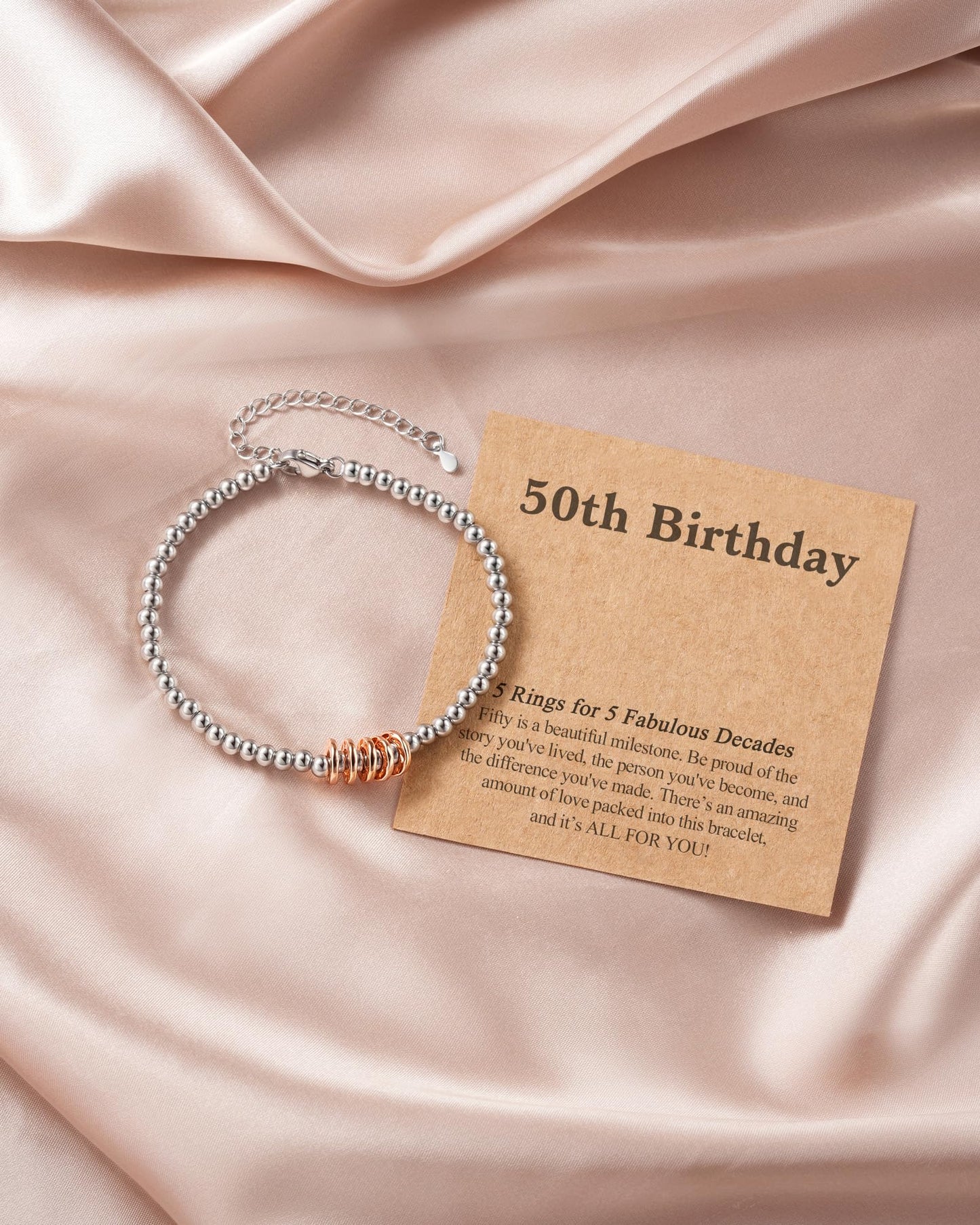 KOXMOON 50th Birthday Gifts for Her Women, 50 Year Old Gifts for Women Happy 50th Birthday Bracelet for Mom Friend Female