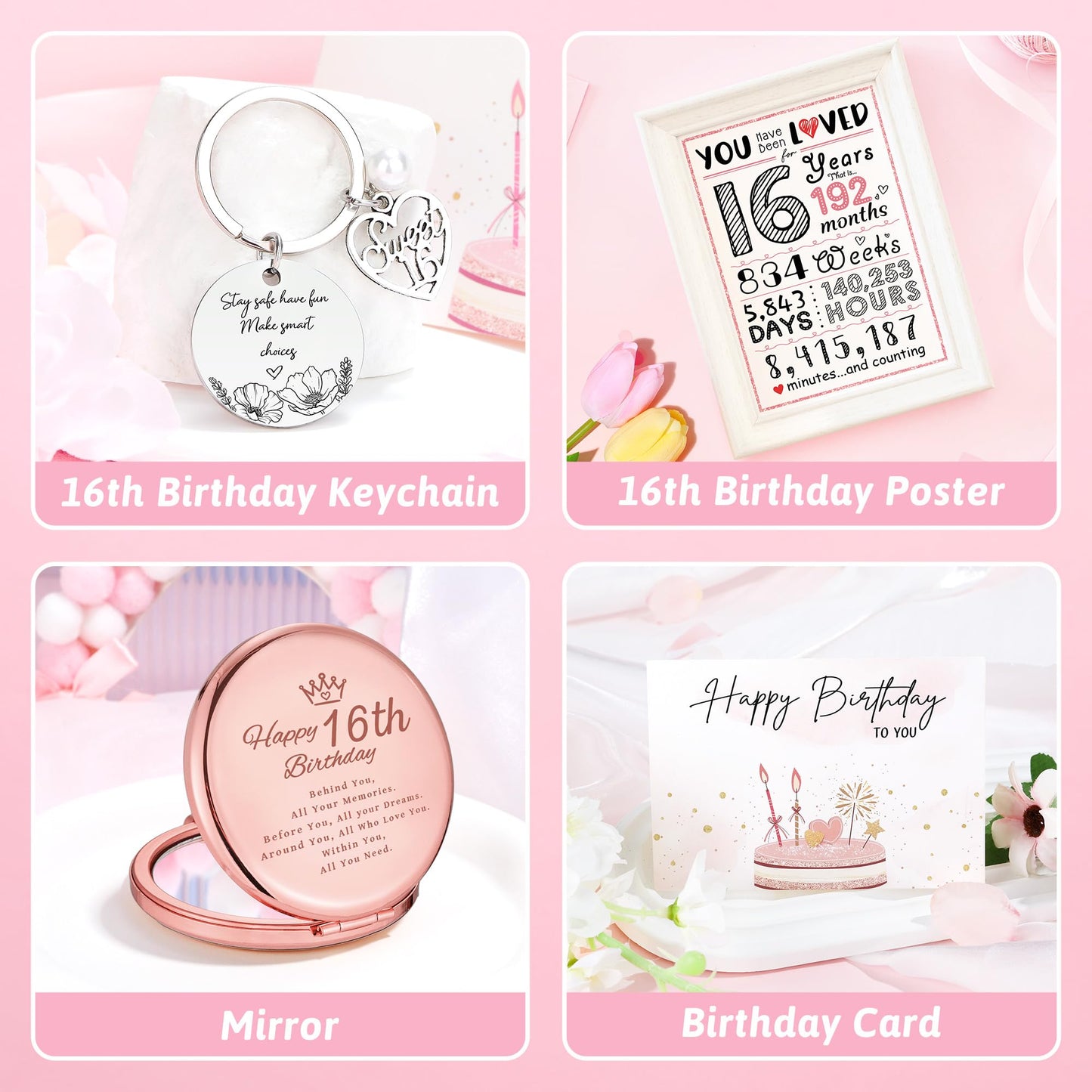 Sweet 16 Gifts for Girls Happy 16th Birthday Gifts for Girls Sweet Sixteen Gift for 16 Year Old Girl Trendy 2025 Pink 16 Year Old Girl Birthday Gift Ideas 16th Decoration for Granddaughter, Daughter
