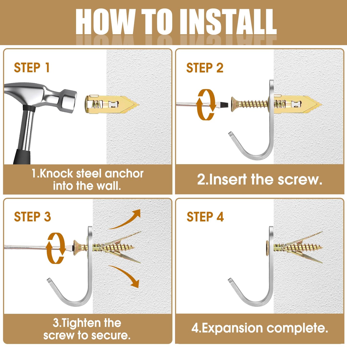100 PCS Self Drilling Drywall Anchors with Screws – Heavy Duty Metal Expansion Wall Anchors Kit for Drywall & Sheetrock – Ideal for Hanging Shelves, Mirrors, Picture Frames and More