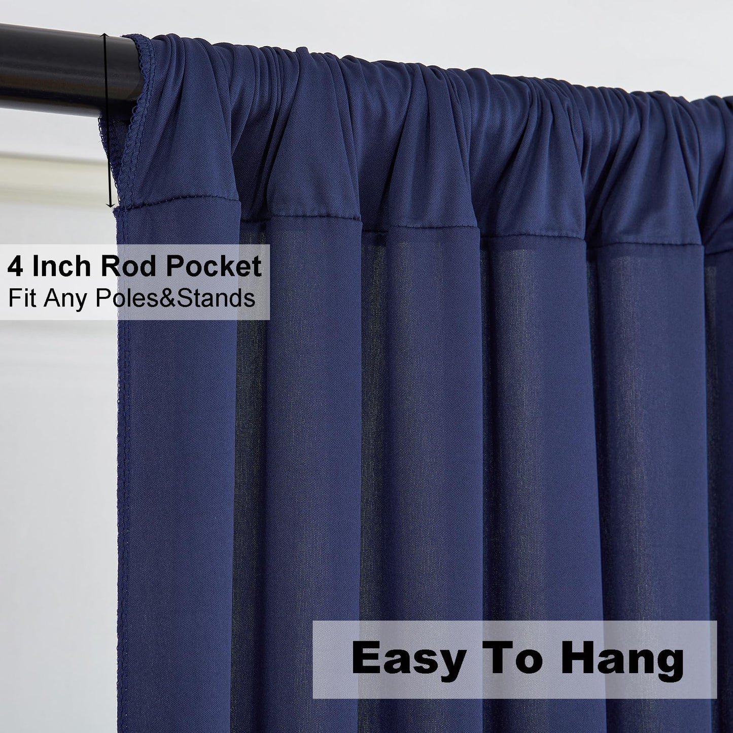 40ft×10ft Navy Blue Wrinkle Free Backdrop Curtains for Parties, 8 Panels 5×10ft Thick Silky Polyester Navy Photo Backdrop Drapes Curtains for Graduation Party Birthday Baby Shower Wedding Photography
