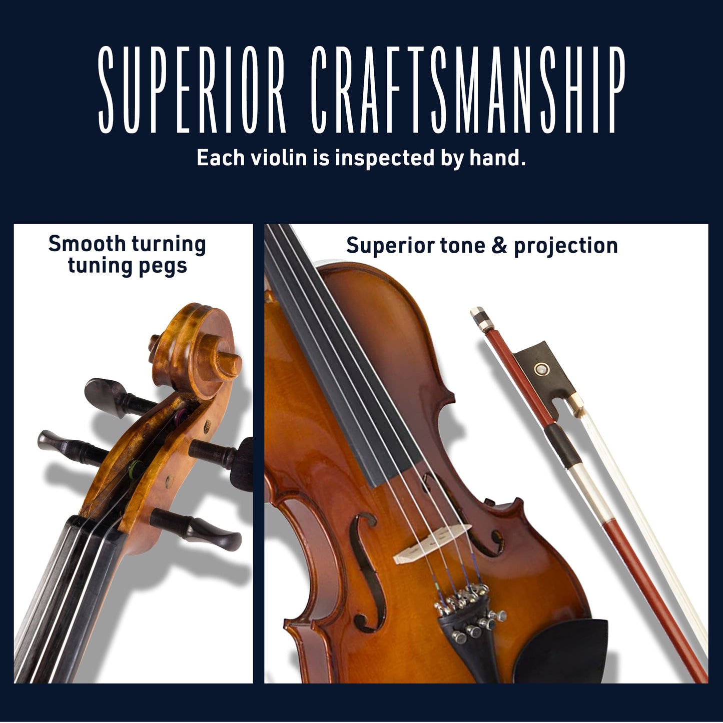Cecilio 4/4 Left-Handed Violin Set - Solidwood, Varnish Finish, Complete with Case, Bows, Tuner, Rosin & Shoulder Rest