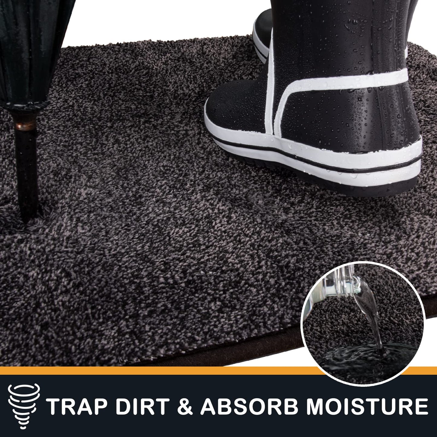 PURRUGS Dirt Trapper Door Mat 31.5" x 47", Non-Slip Machine Washable Entry Rug, Shoe Scraper, Dog Doormat, Super Absorbent Welcome Mat for Front & Back Door, Muddy Shoes & Paws, Charcoal