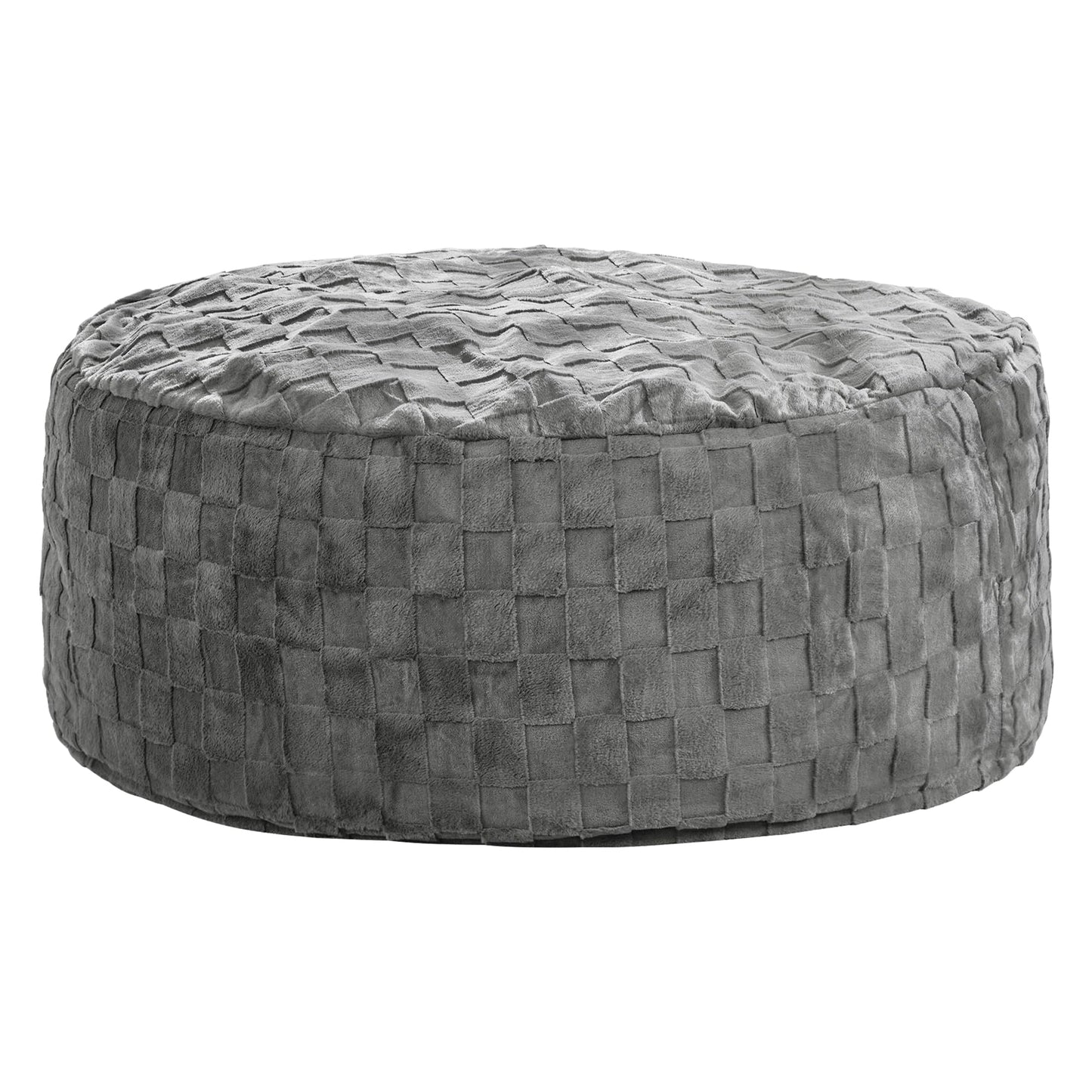 Hobestluk Bean Bag Chairs Beanbag Chair with Filler Adult Bean Bags with Fluffy Plaid Cover, Giant Bean Bag Chairs for Adults for Living Room, Bedroom (Grey, 5FT - 50” x 50” x 24”)