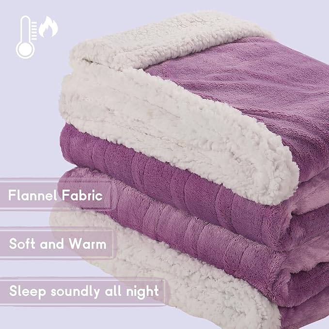 Heated Blanket Electric Blanket Queen Size 84''x90'' with 9 Heating Levels, 1-10 Hour Auto Shut Off, Machine Washable, Dual Controller Soft Warming Blanket for Couch, Bed, Office - Purple