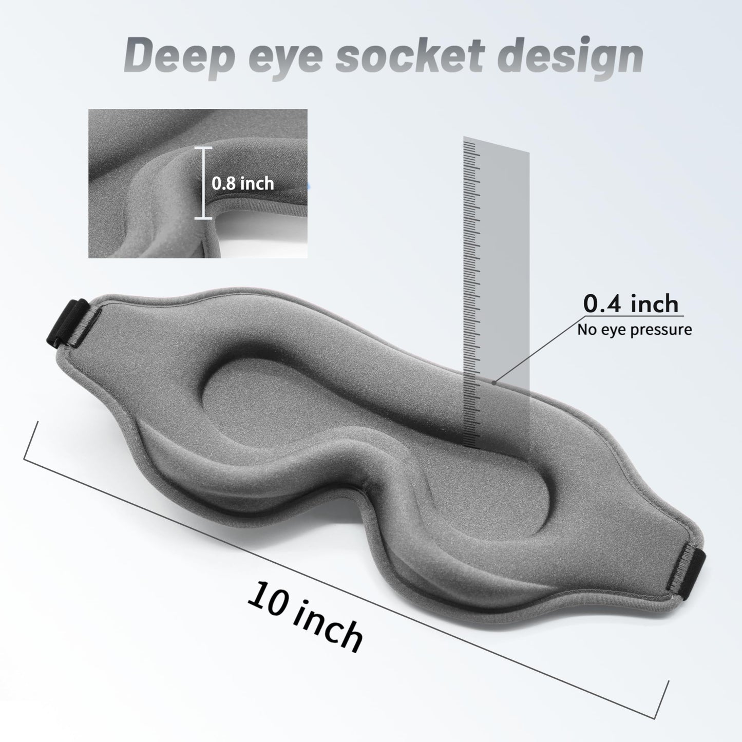 Sleep Eye Mask for Men Women, Lash Extensions 3D Sleeping Mask, Travel Blackout Night Blindfold Eye Shade Cover with Adjustable Strap (Grey-3D)
