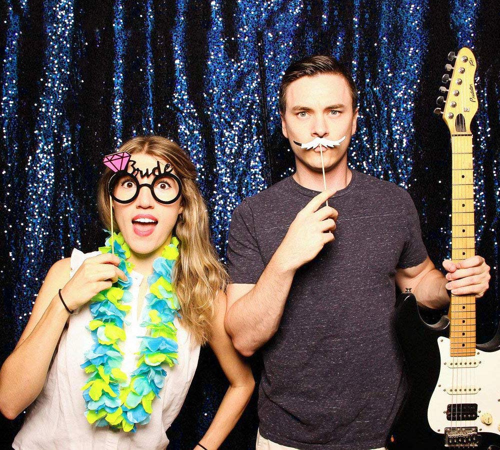 JYFLZQ Navy Blue Sequin Backdrop Curtains 4ft x 6.5ft 1 Panel Glitter Photo Booth Backdrops Sparkly Photography Background Drapes for Parties Wedding Bridal Showers