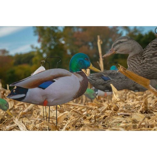 Higdon Outdoors Flats | Mallard Duck Standard Silhouette Decoys for Waterfowl Hunting | Realistic Lightweight Weather Resistant Drake & Hen Decoys with Easy Carry Stakes | Non-Flocked 12 Pack