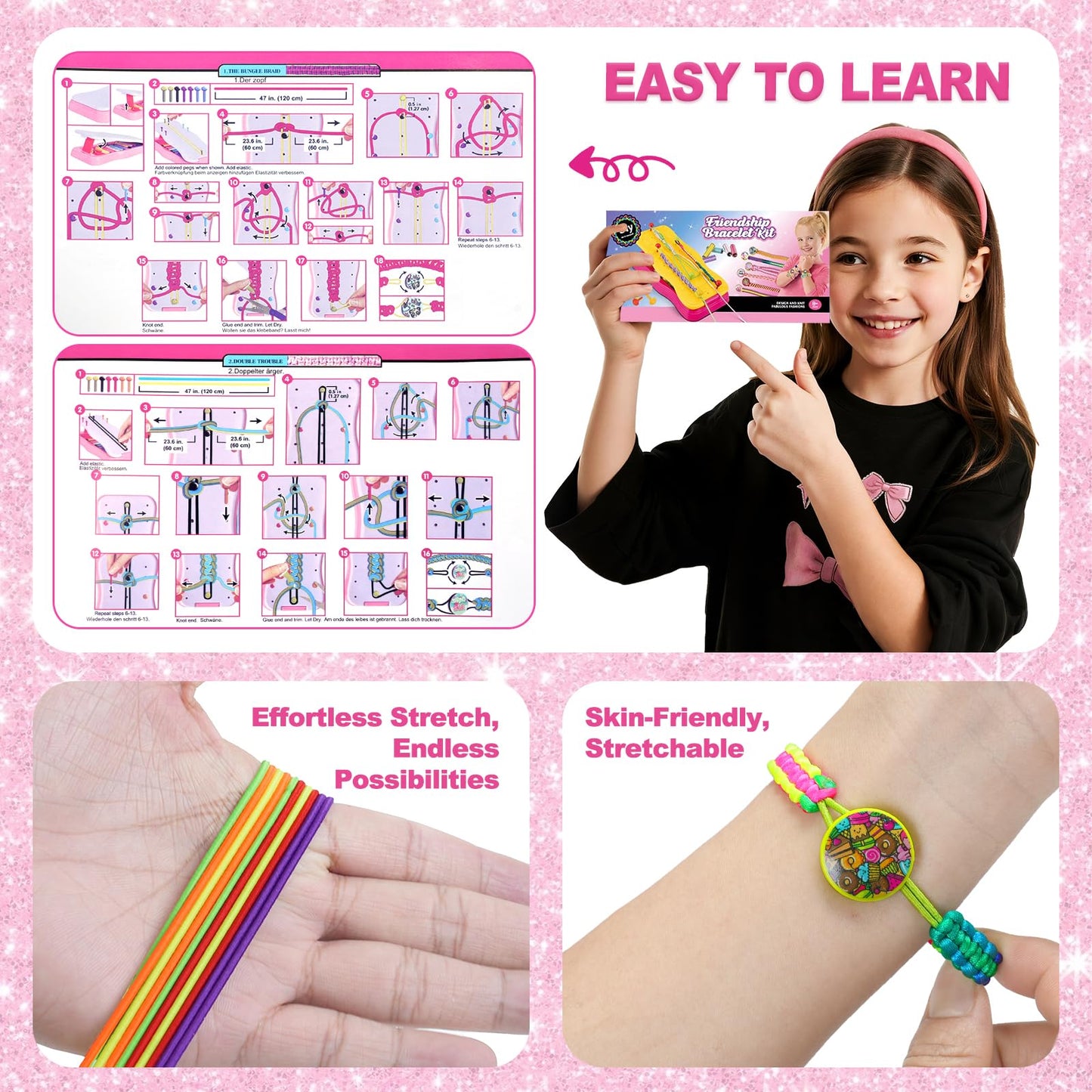 Gaitel Friendship Bracelet Kit for Girls - Arts and Crafts Toy and Birthday Gift for 6 7 8 9 10 11 12 Year Old Kids, DIY Craft Set for Creative Activities and Handmade Fun