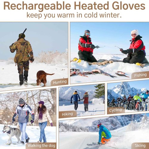 GVDV Hunting Heated Gloves for Men, 7.4V 3400mAh Rechargeable Touch Screen Heating Gloves with 2 Battery Packs, Winter Hand Warmers Glove for Outdoor Hunting Fishing Shooting Hiking, Camouflage, L